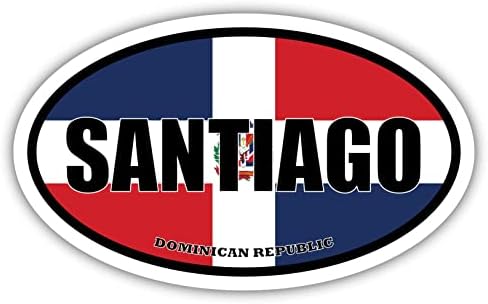 Знаме На Сантијаго Доминиканска Република Овална Налепница Винил Браник Налепница 3х5 инчи