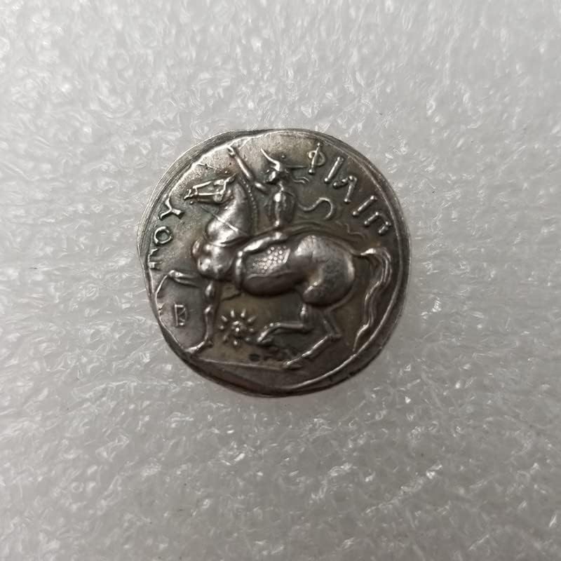 Антички занаети грчка монета од бакарна сребрена сребрена сребрена долар сребрена рунда 3397