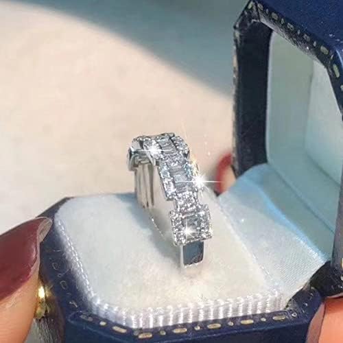 2023 Нови сребрени свадбени прстени за жени Сребрен ланец Холоул Ринстон прстен Геометриски облик Ринстон прстен сребрени линии