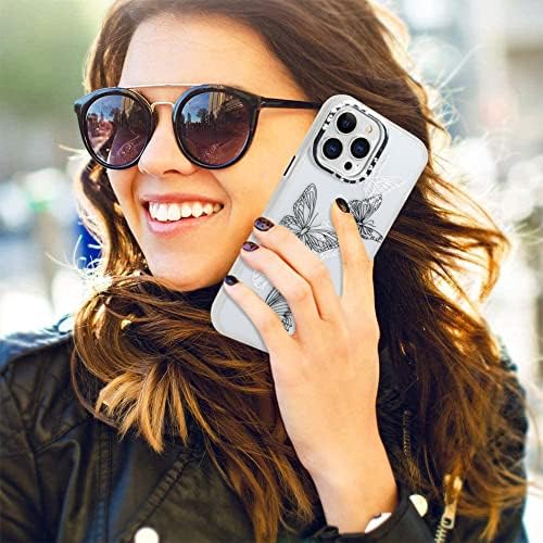 Мофинда за iPhone 13 Pro 6.1 2021 Проѕирна Мат Кутија За Меки Телефони, Слатко Црно-Бело Печатење Пеперутки Погодно За Девојчиња Дами Момчиња