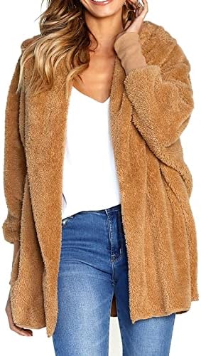 Женски кадифни качурки кардиган палто есен/зима топла цврста боја лапел со долги ракави со качулка со џебни врвови за џек