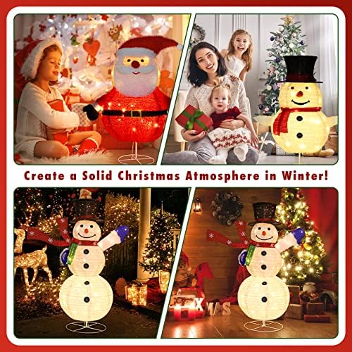 Wybenz осветли Божиќни украси на снежни луѓе, 4ft склопувачки снежни светла светла затворен и на отворено пред осветлување на снежни светла топло