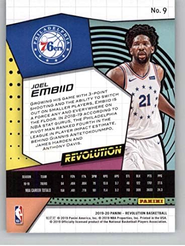 2019-20 Панини Револуција 9 elоел Ембиид Филаделфија 76ерс во НБА кошаркарска трговска картичка