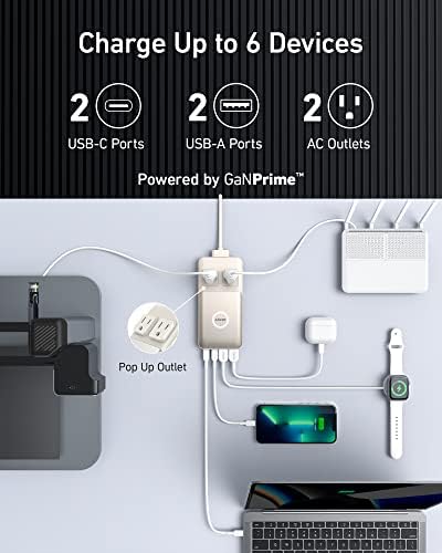 Anker New Nylon USB-C до молња кабел [MFI овластен, 6ft, сребро] 727 станица за полнење и кабел за одвојување од 5ft за iPhone 13 13 Pro,