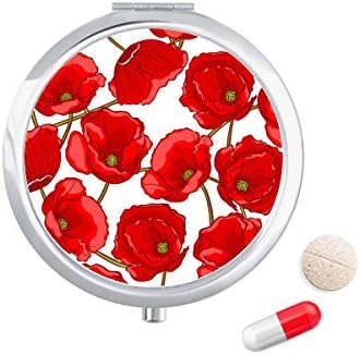 Црвени Цвеќиња Пченка Раширена Таблета Случај Џеб Медицина Кутија За Складирање Контејнер Диспензерот