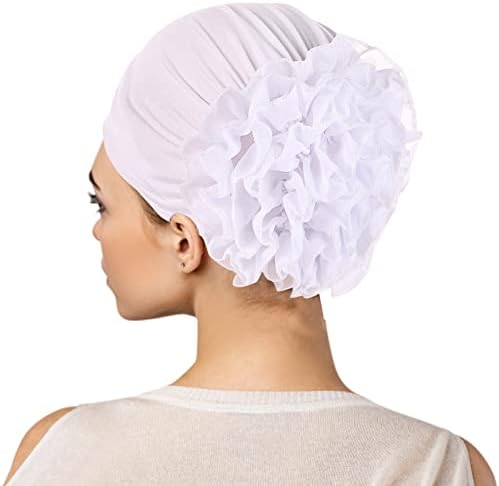 Модна цветна турбанска капа за жени гроздобер еластичен карцином на глава цврста боја, слабиот хемо -бени турбан капа