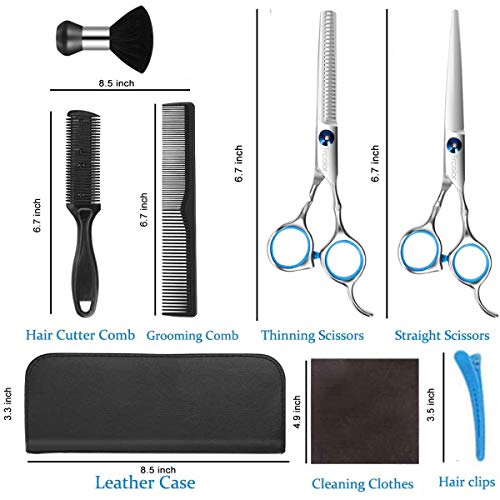 Комплет Ножици За сечење коса, Ккбб 12 Парчиња Професионален Фризерски Комплет, Ножици За Сечење Коса, Ножици За Разредување, Чешел За Коса,