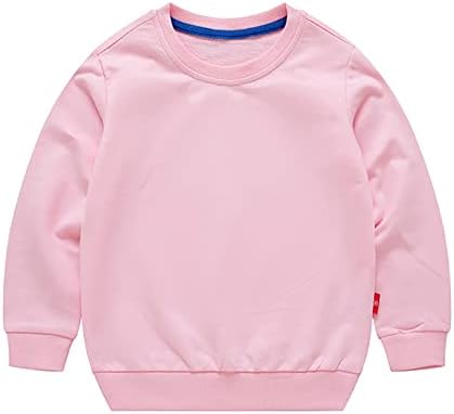Wastwit Kids Moys Девојки Основни џемпери за екипаж со долги ракави, обичен пулвер, чиста чиста боја дневна облека