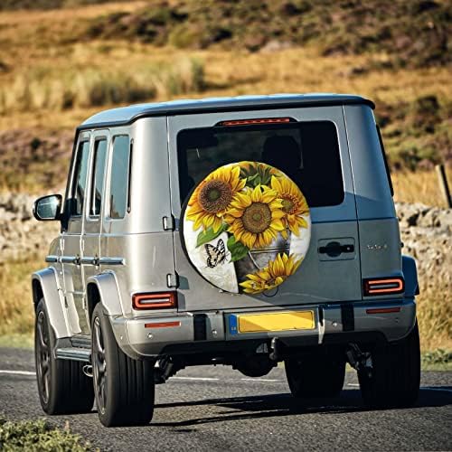 Кофа на сончогледи резервни заштитени во тркала за покривање на гуми Универзална водоотпорна прашина водоотпорна фигура за приколка RV SUV Truck