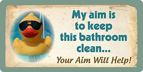 Yullull гумена патка патка Мојата цел е да ја одржувам бањата чиста вашата цел ќе ви помогне 15x30cm wallиден декор метален знак што виси знак за новини