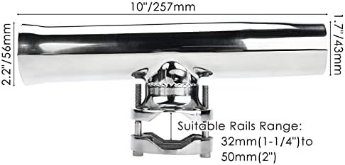 Realplus не'рѓосувачки челик држач за риболов шипки за прицврстување на држачот на шипката со брод 360 степени прилагодливи шини 1-1/4 до 2