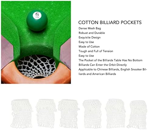 Билијард табела нето џеб, 6 парчиња памук билијард нето торба за базени додатоци за табела снукер продавница