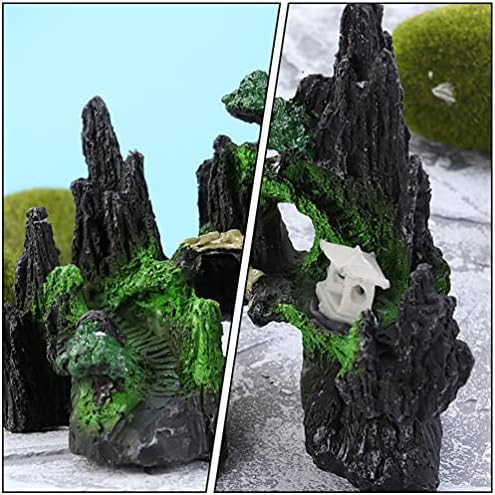 Декор на влекачи со хемотон 2 парчиња Аквариум планински лажен рибник планина со поглед украс дрво карпеста пештера рокери