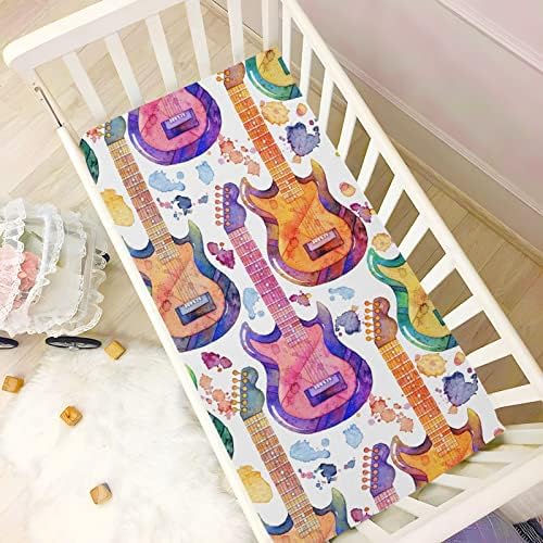 Umiriko Guitar Pack n Play Baby Play Playard Sheets, Mini Crib Sheet за момчиња девојчиња играч на играчи на материјали 20245612
