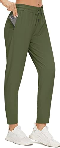 Персит женски лесни џогери со џебови, високи половини брзо суво 4-насочен истегнување на пешачење за пешачење атлетски панталони