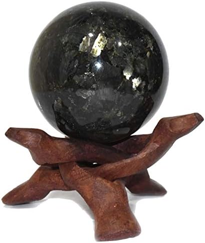 Исцелување4U сфера Нуммит големина 2,5-3 инчи и една дрвена топка стојат природна кристална топка сфера Васту Реики Чакра заздравување