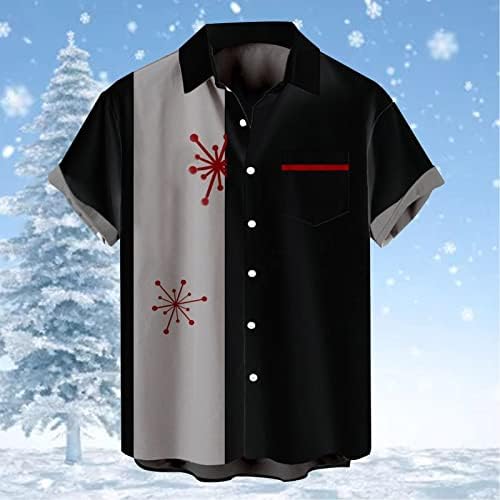 Вокачи Божиќно копче надолу кошули за машки кратки ракави смешни Божиќни новини крпеници хавајски забави за куглање кошули