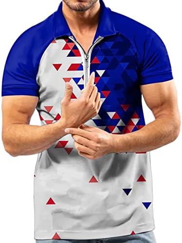 Hddk mens кратки ракави патент Поло кошули спортски тениски ленти лапел јака голф врвови лето поштенски врат случајна кошула