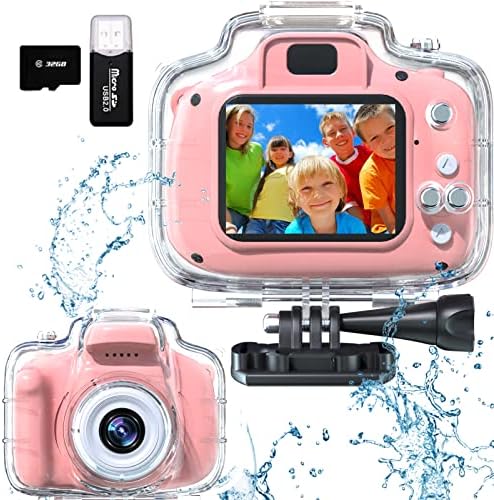 Фкатин Детска Камера Подводна Водоотпорна Дигитална Камера За Деца 2 Инчен IPS Екран 1080p HD Детска Видео Акциона Камера за 3 4 5 6 7 8 9 10