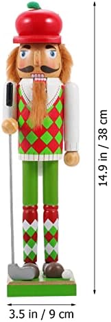Амосфун 3 парчиња 15 инчи дрвени навртки на голфер, Божиќна занаетчиска декорација, оревница фигура Божиќ