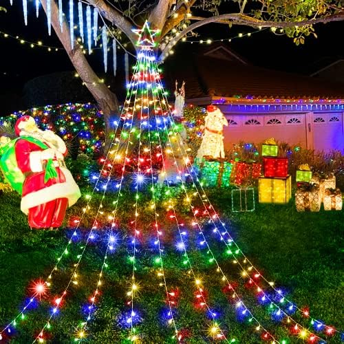 Надворешни Божиќни декорации Светла за водопади 344 LED 8 режими Дрво светло подарок, приклучок во чиста жица водоотпорен внатрешен