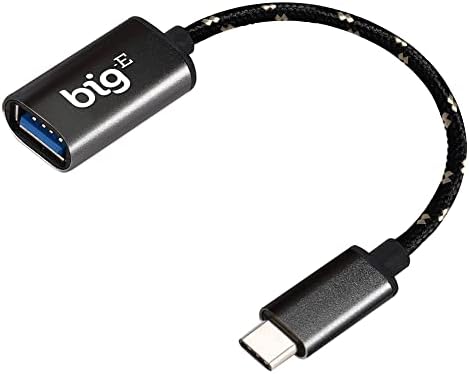 Big-E USB C до USB 3.0 Femaleенски OTG адаптер компатибилен со вашиот Realme X7 Pro Ultra за целосен USB на плетенка Thunderbolt 3 на конекторот