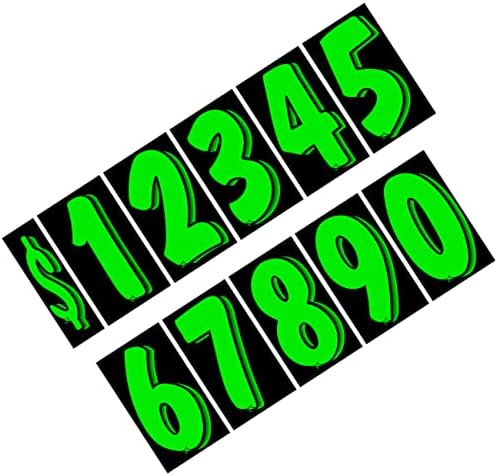 ВЕРСА-ТАГОВИ 7.5 Црна/Зелена Винил Број Налепници 11 Десетина Постави Шофершајбната цена &засилувач; 1 Пакет На Секоја од за Продажба