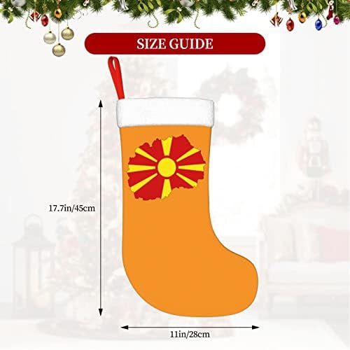 Мапа на знамето Македонија со македонија Божиќно порибување класичен декорација Класичен 18 инчи камин виси чорап