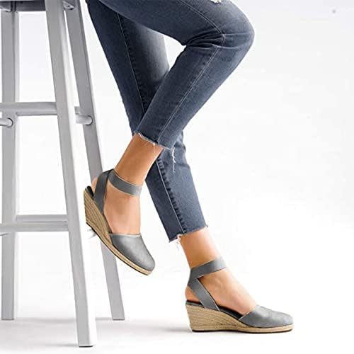 Женски клинови сандали дебели единствени класични карипни дејства на глуждот, лежерни слајдови чевли на отворено влечки