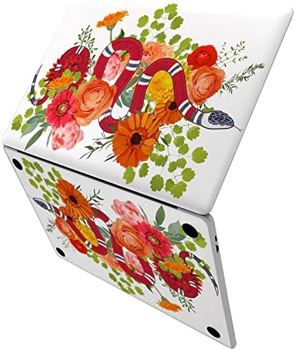 Cavka vinyl Decal Skin компатибилна за MacBook Pro 16 M1 Pro 14 2021 Air 13 M2 2022 Retina 2015 Mac 11 Mac 12 цвеќиња Блуз Дизајн Симпатична Гербера Змија лаптоп ПРИНЕТ Портокалова покривка налепница црв?