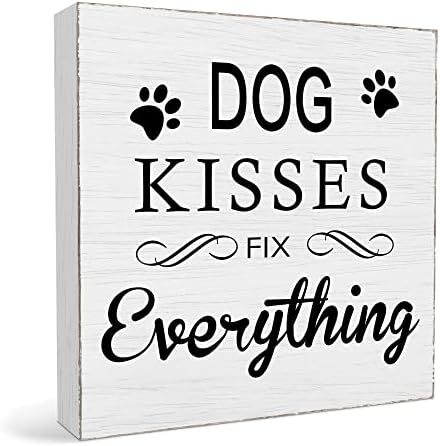 5 x 5 Бакнежи за кучиња Поправете сè што е бело дрво блок -кутии знаци, кучиња мама дрво кутија знак, домашна соба за дневна