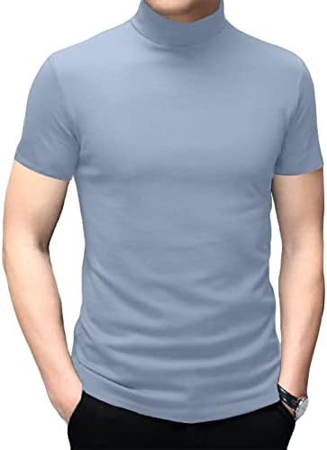 Менска маичка со кратки ракави за кратки ракави Основни исмејувања тенок тенок фит -фитрлен пувернер термички цврсти врвови