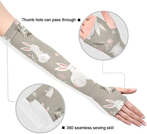 Велигденски зајаци цветни ракави ракави за покривање на рацете за жени мажи анти-лизгање Сонце за заштита на ракави за рака за жени мажи за пешачење