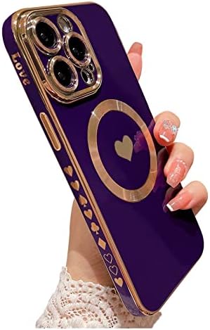 Веонмов Магнетна Кутија за Iphone 14 Pro Max Случај За Жени Мажи [ Компатибилен Со MagSafe ], Симпатична Љубов Срце Мека Задниот Капак Покрена