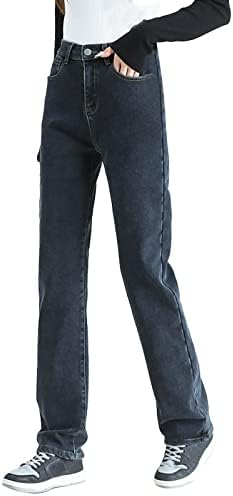 Miените фармерки на Miashui 311 покажуваат тенки жени есен и зима нови панталони со високи половини еластични лабави панталони за жена Jeanан