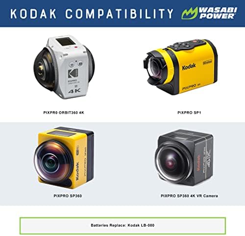 Батерија за замена на напојување Wasabi компатибилна со Kodak LB-080