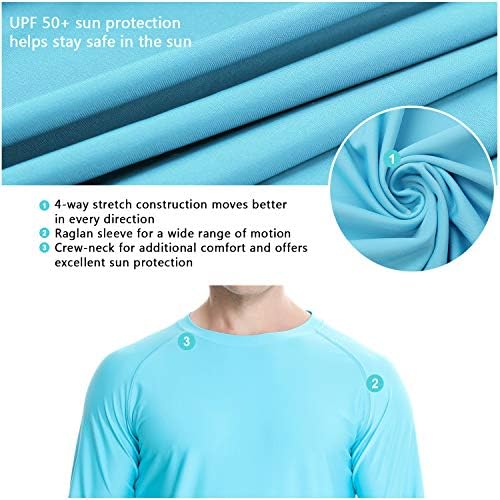 Sykooria 3 пакуваат маички за вежбање со долг ракав за мажи UPF 50+ UV Sun Заштита на лесна ладење брзо суво атлетско кошула