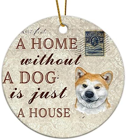 3 инчи дом без куче е само куќа јапонски акита цитат украси околу Божиќните украси за деца момчиња девојчиња кои висат украси за украсување