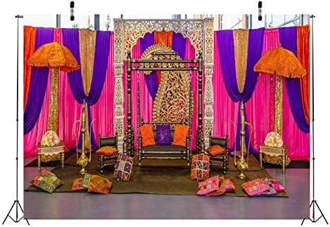 Белеко 10x8ft ткаенина Индиска свадба Мароканска позадина Шарена мехди Хена сценска забава хинду свадбени украси Арапски ноќи Декорации