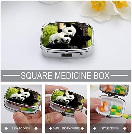 Пилула кутија животинско слатко панда во форма на плоштад таблета за таблети, преносен пилум за витамин контејнер Организатор Апчиња
