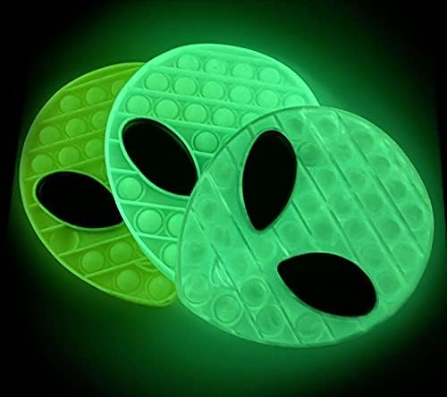 Iousубопитни умови зафатени торби 1 сјај во темниот вонземјански меур Поп -фиџџен играчка - Силиконски притисок Puke Bubble Wrap Fidget Toy