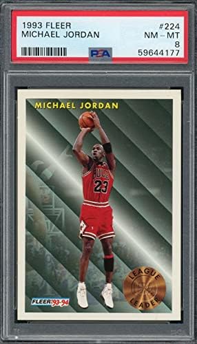 Мајкл Jordanордан 1993 Флеер кошаркарска картичка 224 оценета ПСА 8