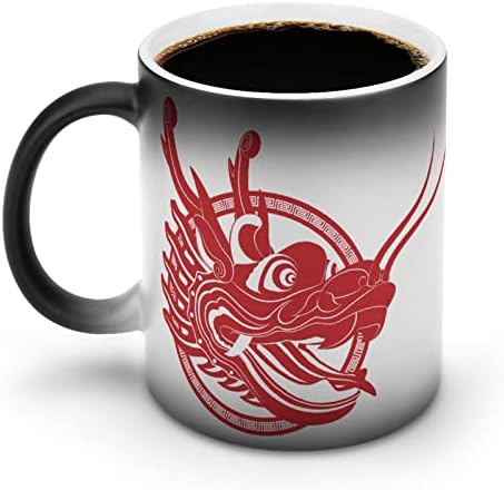 Кинески Змејови Керамичка Шолја За Кафе Чаша За Промена На Бојата Чувствителна На Топлина Со Рачка