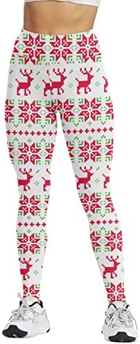 ZDDO женски Божиќни јога панталони високи половини Божиќ ирваси ирваси за снегулка печати хеланки за контрола на стомакот