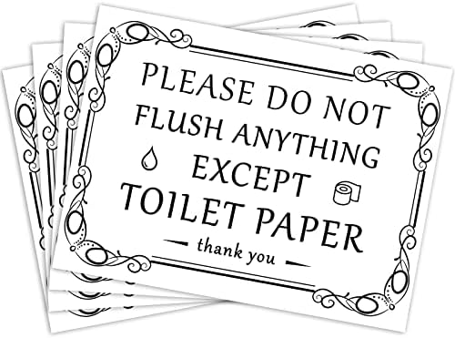 4 компјутери 3 x 4 инчи Мал елегантен смешен знак за тоалет, ве молиме не испуштајте ништо освен знак за тоалетна хартија, знак