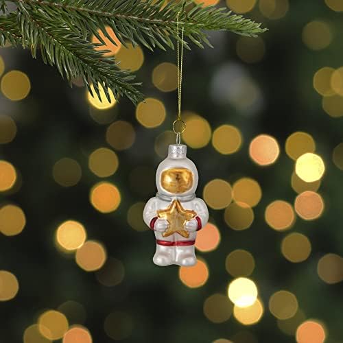 3,5 бело и златно стакло астронаут Божиќ
