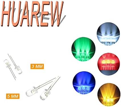 Huarew 500 компјутери чиста LED светлина - 3мм и 5мм емитуваат диоди LED комплет за експеримент за научен проект