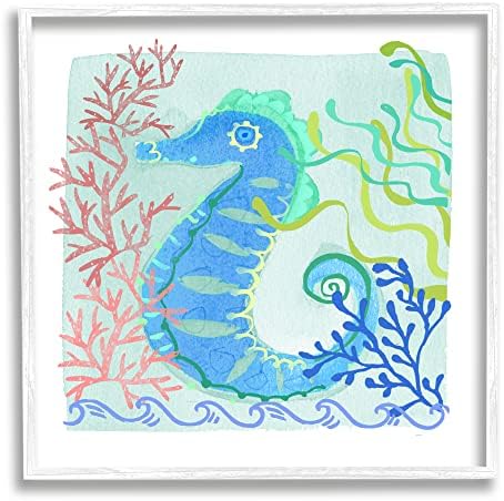 Stuple Industries Funky Seahorse портрет слоевит морски животни ботаники врамени wallидна уметност, дизајн од непознат