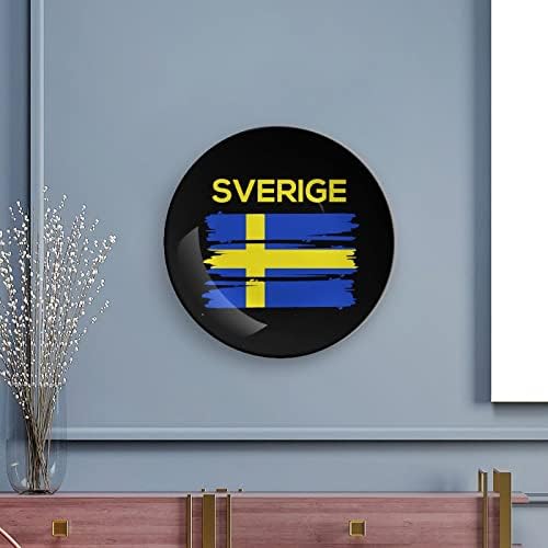 Декоративна плоча на Sverige Sweden Sweden Sweding Ceramic Plates Wallид што виси декор со приказ за украс за домашна канцеларија