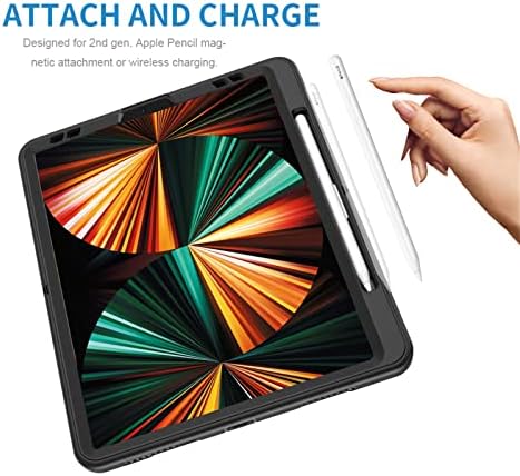 Случај со Адирми за iPad Pro 12.9-инчен, двоен слој Цврсто тело, цврсто солиден случај со 360 ° ротирачки удар, лента за рака/рамо,